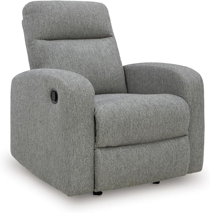 Signature Design by Ashley Carrigan Lane Modern Pull Tab Rocking Recliner Light Gray