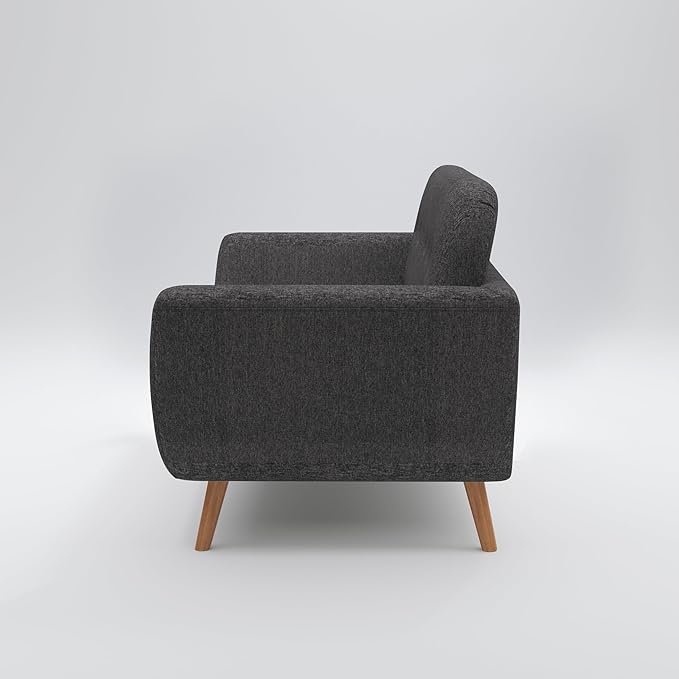 Artdeco Home Oakland loveseat Sofa – mid-Century Modern Style Soft Fabric Upholstery Design for Small Spaces Living Room and Apartment Easy Assembly (Polyester Charcoal)
