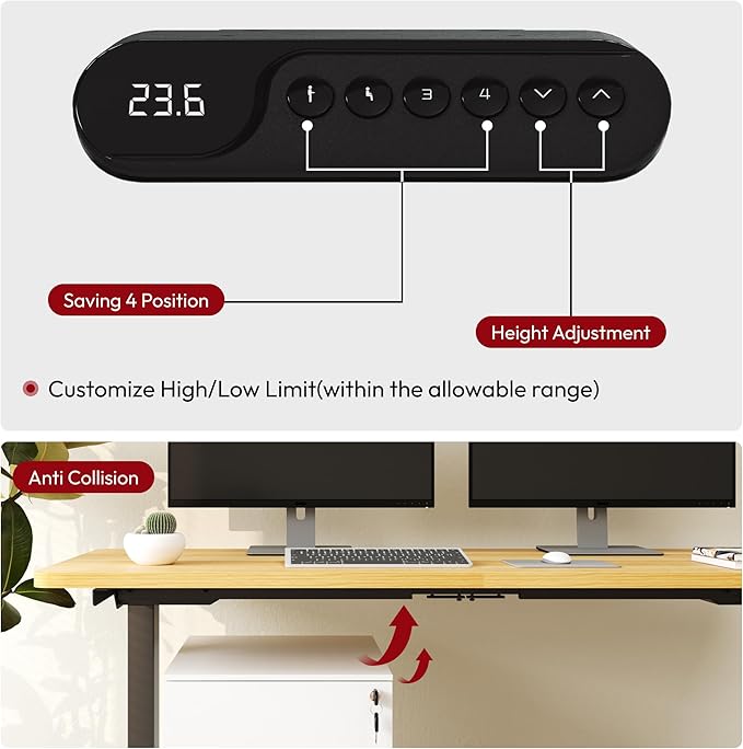 SANODESK Dual Motor 3 Stage Electric Height Adjustable Standing Desk Frame Heavy Duty 220lbs Load Capacity for Home Office (Black Frame Only)