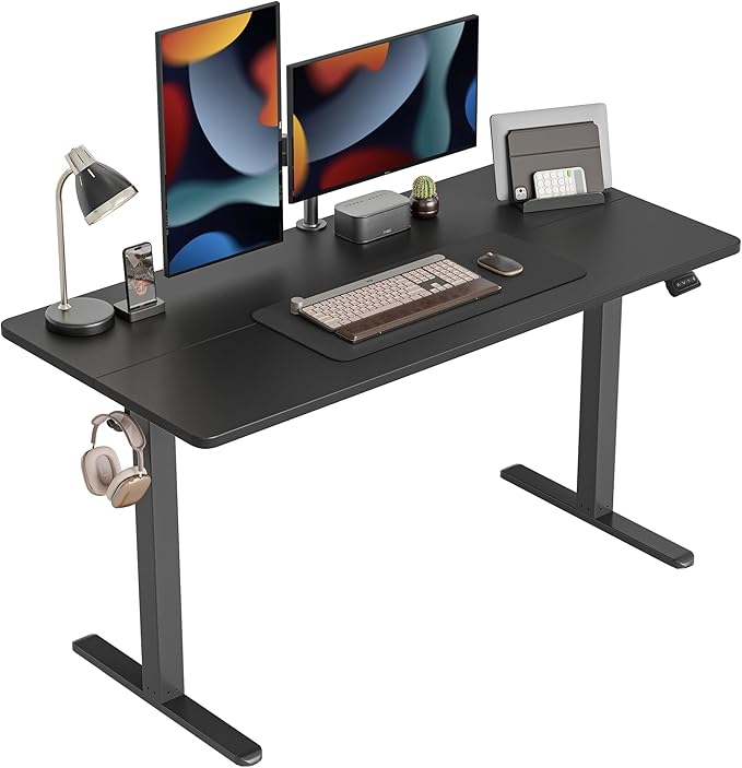 CubiCubi Electric Standing Desk 55 x 24 Inches Height Adjustable Sit Stand Desk Ergonomic Home Office Computer Workstation Black