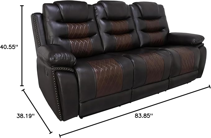 New Classic Furniture Nikko Faux Leather Sofa with Power Footrest Brown