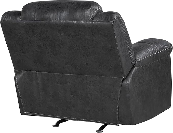 Lexicon Rocker Recliner Chair for Living Room Wall Hugger Manual Recliner Chairs Textured Microfiber Upholstered Rocking Reclining Chair Home Theater Seating Required Assembly Black