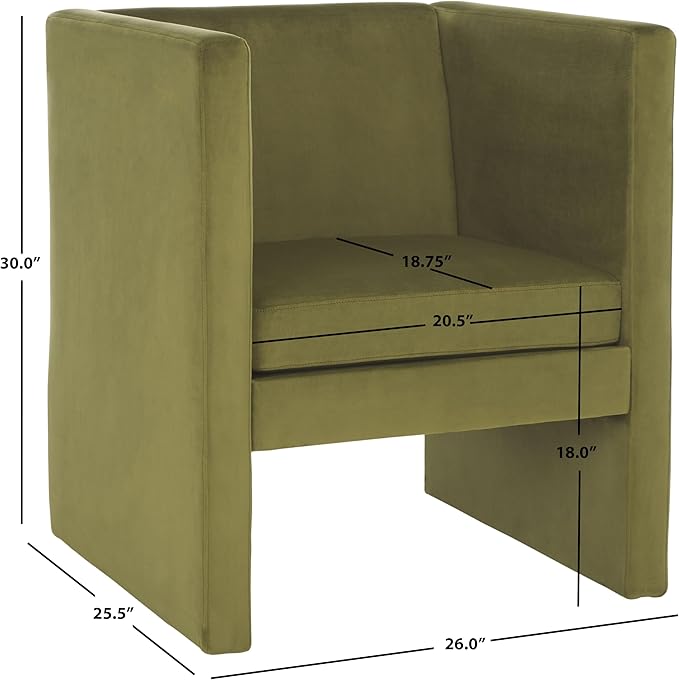 SAFAVIEH Home Collection Gisle Modern Olive Green Velvet Accent Chair (Fully Assembled)