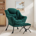 Lazy Chair with Ottoman Large Dark Green Accent Chair with Ottoman Comfy Reading Armchair Leisure Sofa Chair for Living Room Bedroom Dorm Room Office