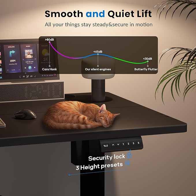 Standing Desk Frame Electric Stand Up Desk Legs Frame 3 Memory Height Settings Height Adjustable Table Legs for Max 63″ x 39.4″ Desktop for Home Office Black Frame Only