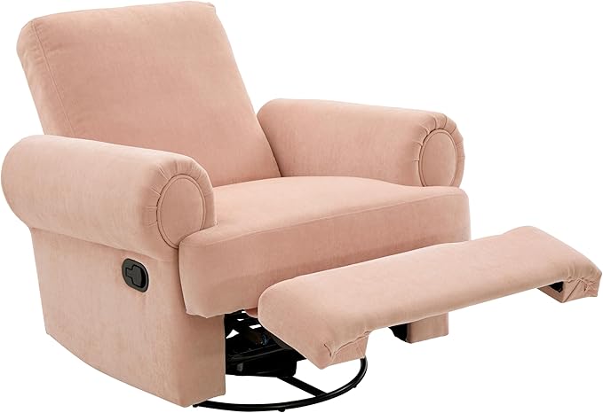 Merax Manual Recliner Sofa Swivel Recliner Rocker Chair with Adjustable Backrest for Living Room Bedroom or Nursery Pink