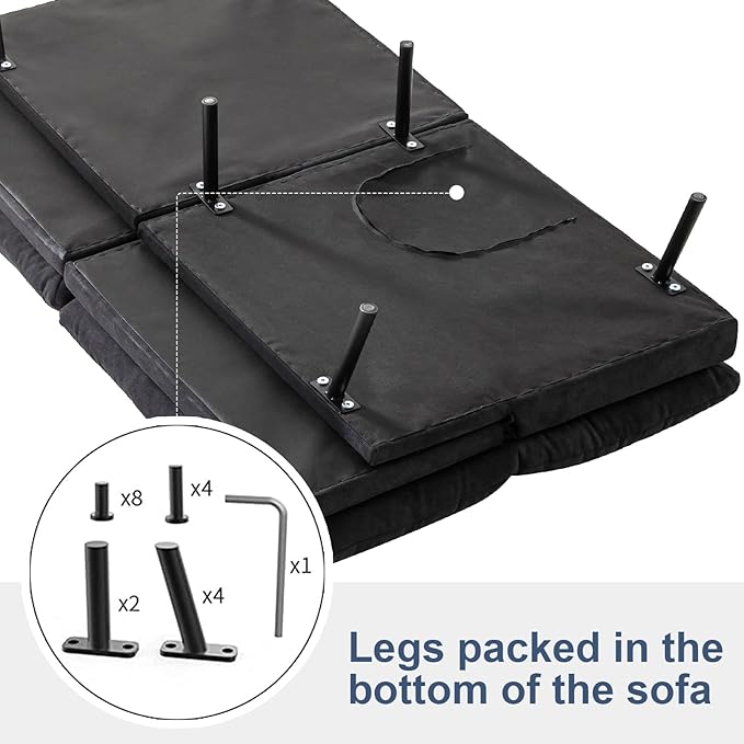 MUUEGM Futon Sofa Bed Couch - Convertible Sofa Bed Loveseat Sleeper Sofa with Adjustable Backrest Memory Foam Folding Futon for Living Room Small Space Apartment Office Gray to Black