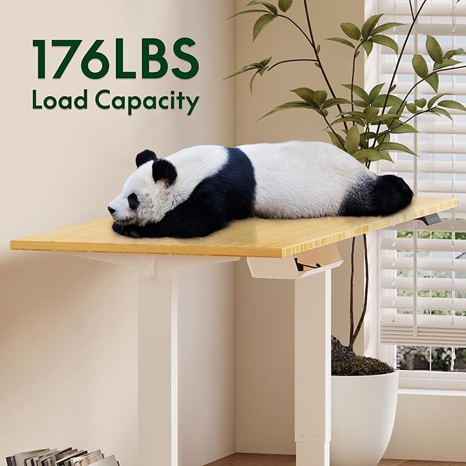 FLEXISPOT EN2 Whole-Piece Bamboo Standing Desk Clamp Power Strip 55 x 28 Electric Stand Up Height Adjustable Desk with Cable Management (Grey Frame + 55 Bamboo Top 2 Packages)
