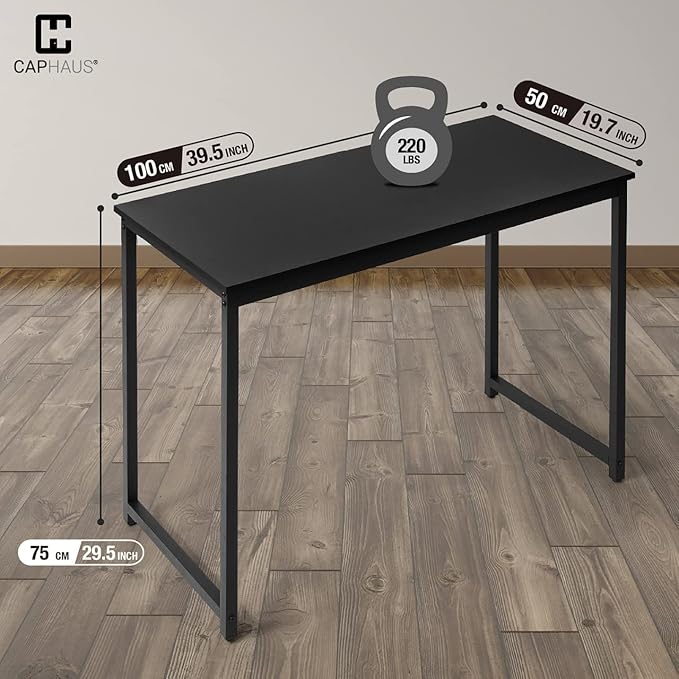 CAPHAUS 40 Inch Small Computer Desk for Home Office Gaming &amp Small Spaces - Compact Black Writing Desk Easy Assembly 220 lbs P2 Board