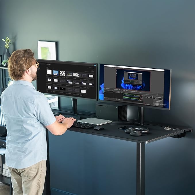 VIVO Universal 71 x 30 inch Table Top with Built-in Concealed Cable Trays for Standard and Sit to Stand Height Adjustable Home and Office Desks Full Size Mouse Pad Black Desktop DESK-TOP3-71