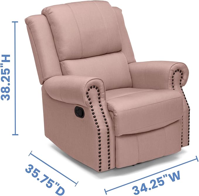 Delta Home Denham Recliner Glider Swivel Chair Adult Wood Blush