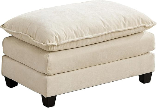 Chenille Upholstered Ottoman Footstool with Cushion for Sectional Sofa Couch 300lbs for Living RoomApartmentHome Theater(Beige)