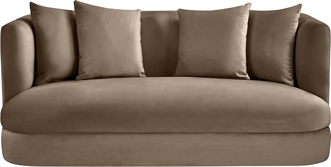 Meridian Furniture 699Taupe-L Alder Collection Modern | Contemporary Loveseat with Ultra Luxe Taupe 460 GSM Velvet Solid Wood Frame 66 W x 36 D x 30 H Taupe