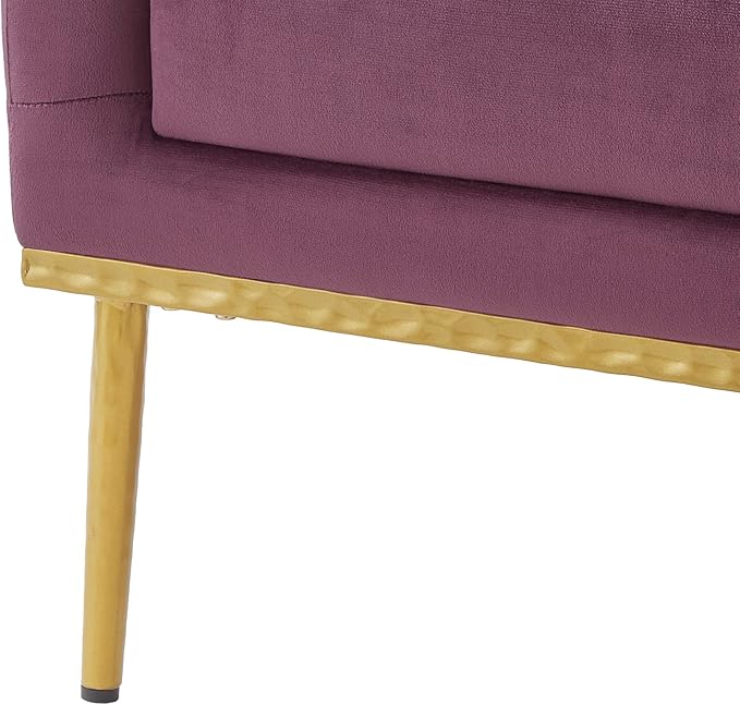 Christopher Knight Home Vincenzo Upholstered Club Chair Velvet Accent Chair Single Lounge Curved Armchair Comfort Seating Armchair Reading Single Sofa Sturdy Iron Legs for Living Room Purple