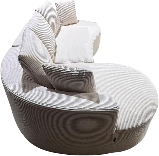 ERYE Oversized Curved Tight Backrest Sofa Floor Boneless Modular Foam Sofa Couch with Left Facing Chaise Lounge and 5 Pillows Corduroy Upholstered No Assembly Required