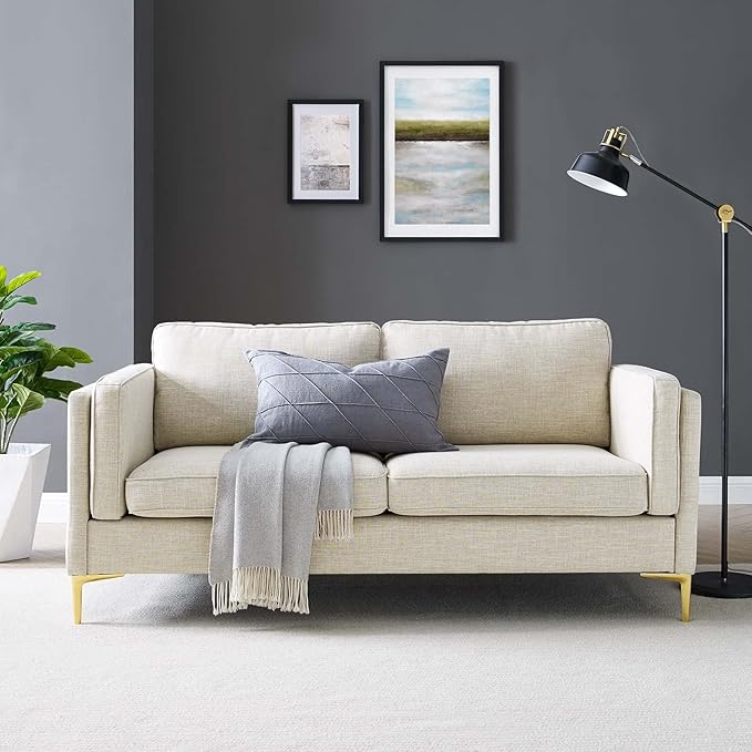 Modway Kaiya Upholstered Fabric Sofa 33.5 x 71 x 32 Beige