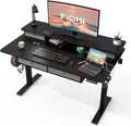 FiCiHi Adjustable Height Standing Desk with 4 Drawers48 x 30 inches Electric Sit Stand Home Office Desk with Two Tiers 3 Memory Presets Monitor Stand Riser USB A/C Charging Port