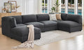 Jocisland 148 inches U-Shaped Modular Sectional Sofa Oversized Convertible Couch with Ottoman Easy Assembly Scratch-Resistant Linen Fabric Gray