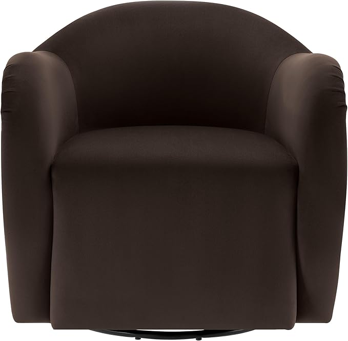 Modway Compose Performance Velvet Swivel Armchair in Chocolate Brown - Barrel Accent Chair - Comfy Round Single Sofa Chair with 360° Rotation - Modern Upholstered Club Chair for Living Room Bedroom