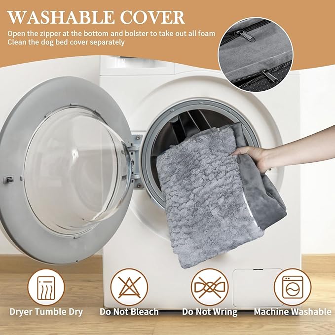 Comfort Expression Orthopedic Dog Bed for Small Dogs 20x14 Inch Waterproof Supportive Egg Crate Foam Small Pet Bed with Removable Bolsters Dog Couch with Washable Cover &amp Non-Slip Bottom Grey