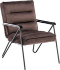 MCombo Modern Accent Chair Velvet Club Chair Upholstered Armchair for Small Space Living Room &amp Office Reception Fabric 4747 4750 (Chair Brown)
