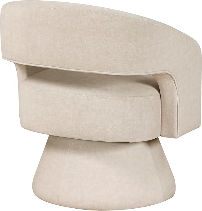 Lexicon 360 Degree Swivel Accent Chair Modern Comfy Velvet Round Barrel Chair Open Back Plush Foam Cushions Metal Swivel Base for Living Room/Bedroom/Office Taupe
