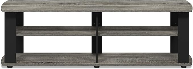 Furinno NELLY TV Stand 3-Tier Entertainment Center with Open Shelves Storage TV Console for TV up to 50 Inch Soft Edges for Living Room Bedroom French Oak