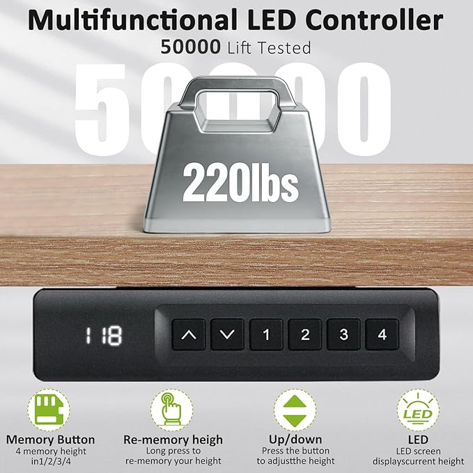 farexon 63x55 Inch L Shaped Standing Desk with Outlets Electric Adjustable Height Stand Up Desk Corner sit Stand Desk with Mouse Pad Hook Home Office Writing Gaming Computer Workstation Oak Grey
