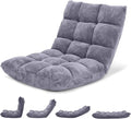 Giantex Folding Floor Chair with Back Support 14 Adjustable Position Padded Sleeper Bed Couch Recliner Gaming Floor Chairs for Adults Meditation Living Room (Grey)