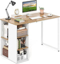 GOFLAME 45” Computer Desk Modern Home Office Desk with 5 Storage Compartments Multipurpose Writing Desk PC Workstation Laptop Desk with Heavy-Duty Metal Frame for Study Room Bedroom