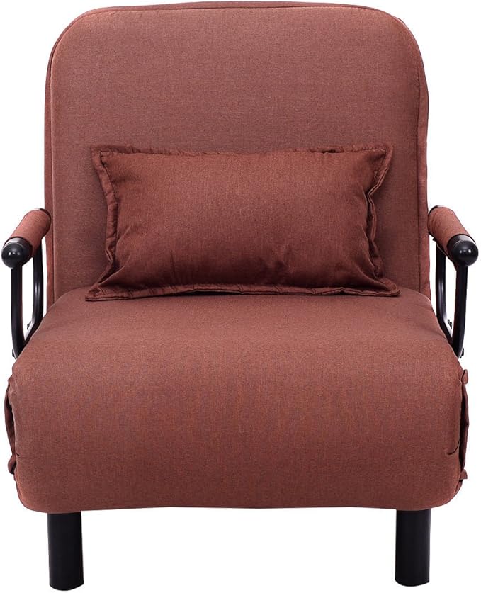 Giantex 26.5 Convertible Sofa Bed Folding Arm Chair Sleeper Leisure Recliner Lounge Couch (Coffee)