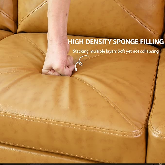 L-Shaped Combination Sofa Set Luxurious Synthetic Leather Living Room Sofa Suitable for Living Rooms Bedrooms Apartments and Offices