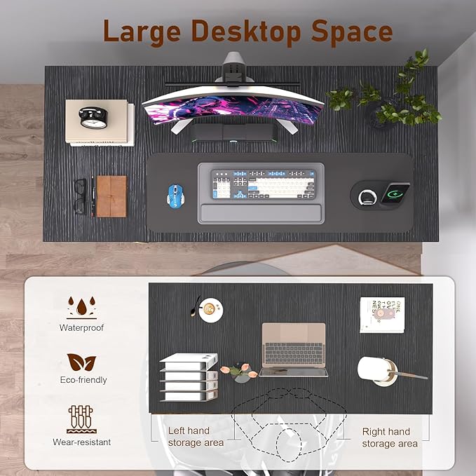 AZN 55 X 24 inch Computer Desk w/Deeper &amp Thicker Desktop Office Desk w/Sturdy Metal Frame Modern Simple Desk w/Large Legroom Study Gaming Writing Work Desk for Home Office Bedroom