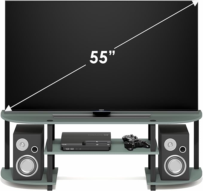 Furinno Turn-S-Tube TV Stand Wide Entertainment Center TV Console for TV up to 55 Inch for Living Room Bedroom Sage Green