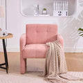 Classic Chenille Conversation ChairModern Minimalist ArmchairElegant Comfortable Accent Chair for Living RoomBedroomStudyOfficePink