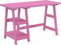 Convenience Concepts Designs2Go Trestle Desk 47 - Modern Desk or Vanity with Shelves for Office Dorm Living Room Pink