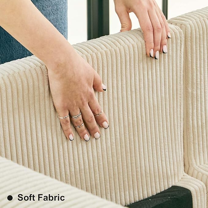 Belffin Corduroy Loveseat Luxury Modular Love Seat with Storage Modern Couch for Living Room Beige