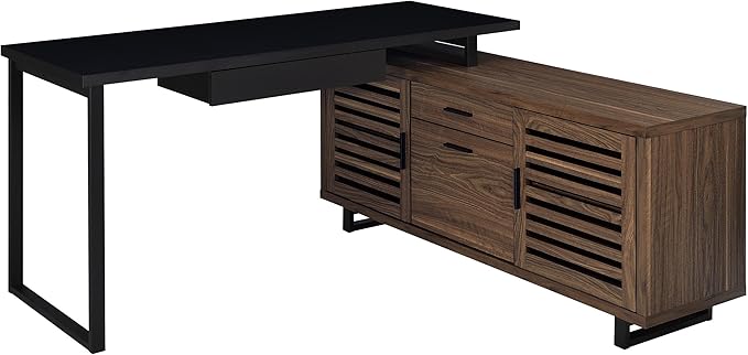 L-Shape Computer Gaming Desk Home Office Corner Desks Bedroom Craft Study Table Work Desks with StorageWalnut