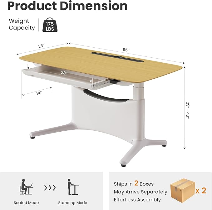 COLAMY LumiDesk All-in-1 Electric Standing Desk Height Adjustable Desk (Veneer Desktop Oak + White)