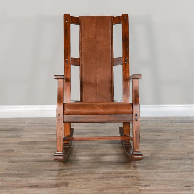 Pemberly Row Wood Rocking Chair Indoor in Chocolate (41 H x 26 W x 22.5 D) for Living Room with Cushion Seat High Back Easy Assembly