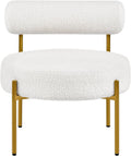 Topeakmart Modern Vanity Chair Boucle Fabric Accent Chair with Gold Metal Legs for Living Room Makeup Room White