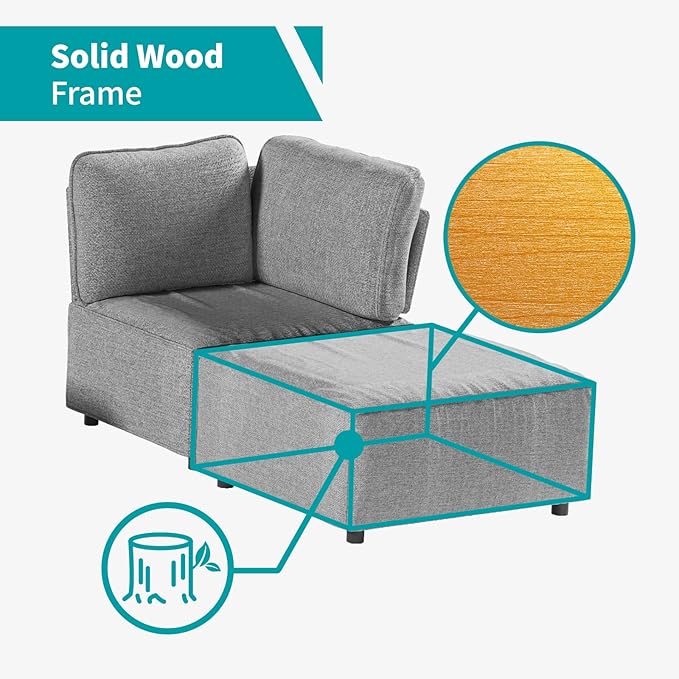 BALUS 120 Sectional Sofa for Living RoomU Shaped Modular Sofa Couch with Ottoman 6-Seat Oversized Sleeper Sofas Deep Seat for Apartment Home OfficeLinen Fabric Light Gray