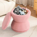 DHMAKER Round Storage Ottoman Swivel Teddy Vanity Stool ChiarModern Sherpa Footstool Makeup Chair Upholstered Footrest for Living Room Bedroom EntrywayPink