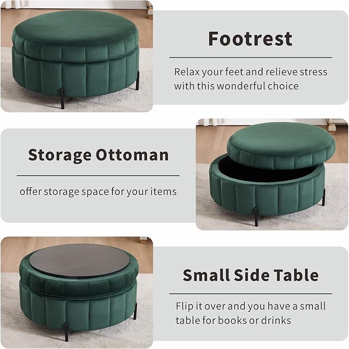 Mlmh &amp Kngwa 40.35 W Swivel Accent Chairs with Ottoman Oversized 360 Degree Swivel Barrel Chair with 3 Pillows Velvet Armchair for Living Room Bedroom Green