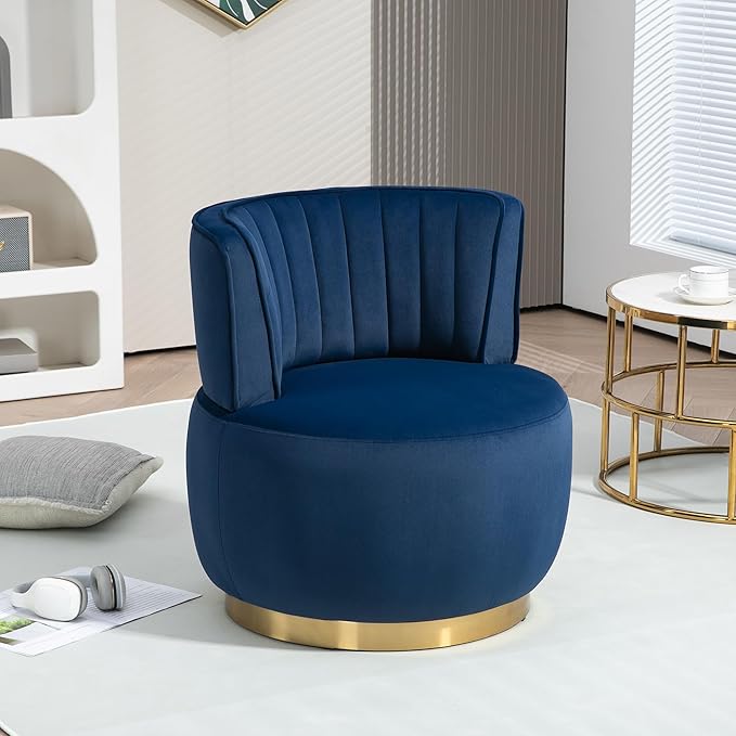 360 Degree Swivel Cuddle Barrel Accent Sofa Chairs Round Armchairs with Wide Upholstered Fluffy Velvet Fabric Chair for Living Room Bedroom Office Waiting Rooms