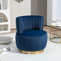 25.2 360 Degree Swivel Barrel SofaRound ArmchairsUpholstered Velvet Sofa ChairComfy Round Accent Sofa Chair for Living RoomBedroomOfficeWaiting RoomsNavy