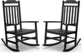EasyUp Patio Rocking Chair OutdoorSet of 2Weather Resistant Poly Resin Oversized Porch RockerHigh Back Smooth DesignIndoor Outdoor Use