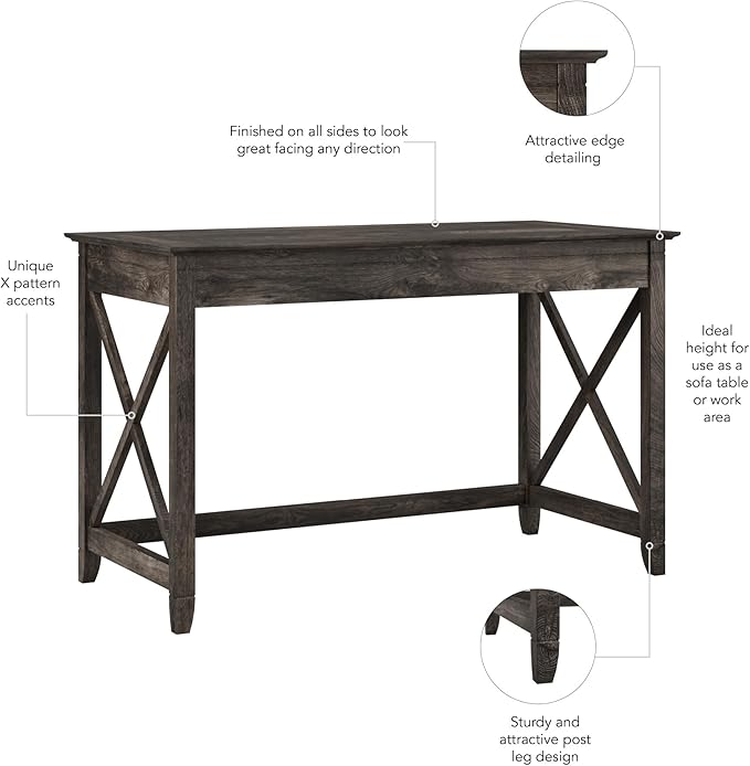 Bush Home Key West 48W Writing Desk in Dark Gray Hickory