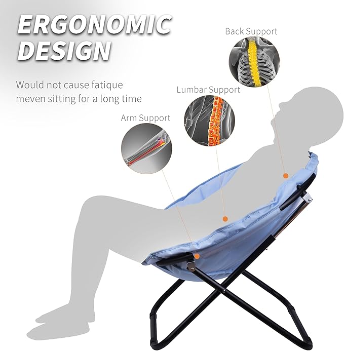 Round Foldable Moon Saucer Chair with 220lbs Weight Capacity Cozy Chair for Relaxing Gaming or as an Extra Seat for Guests Pink