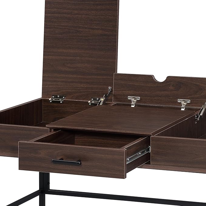 Oak &amp Black Writing Desk with USB Port - Computer Desk for Home Office